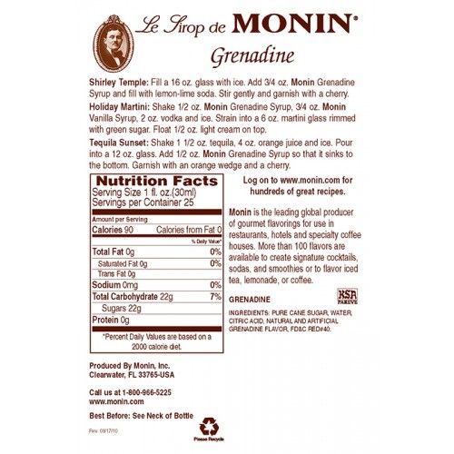 Monin Grenadine Syrup - Bottle (750mL) - Image 3