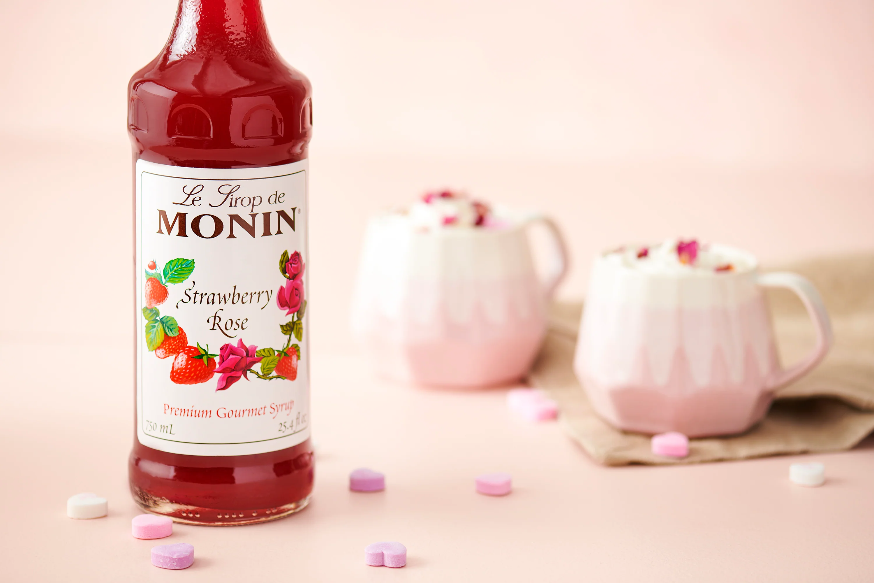 Monin Strawberry Rose Syrup - Bottle (750mL) - Image 3