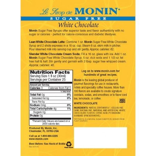 Monin Sugar Free White Chocolate Syrup - Bottle (750mL) - Image 3