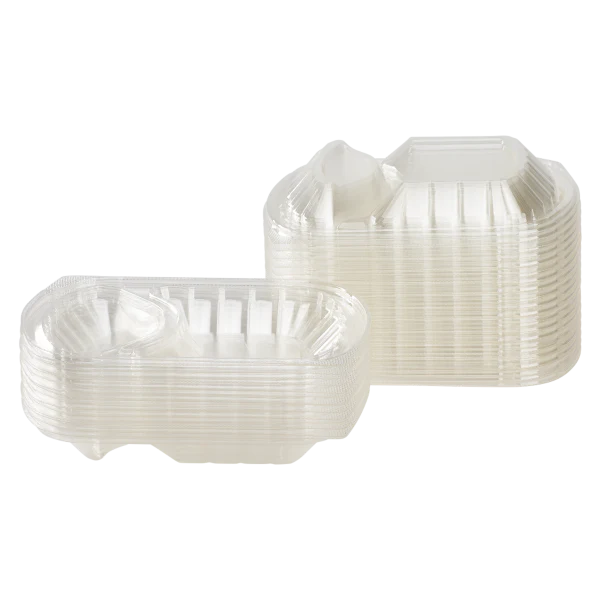 [300 ct] OPS Lid for 36 oz Microwaveable Take-Out Box | 2-Compartment | Clear - Image 5