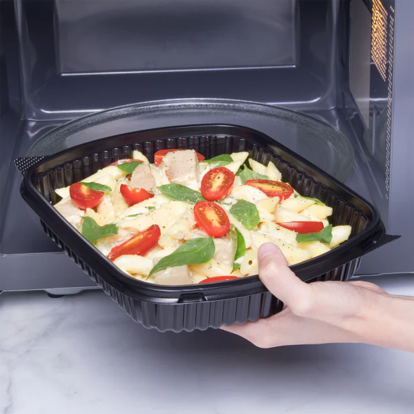 [300 ct] OPS Lid for 36 oz Microwaveable Take-Out Box | Clear - Image 9