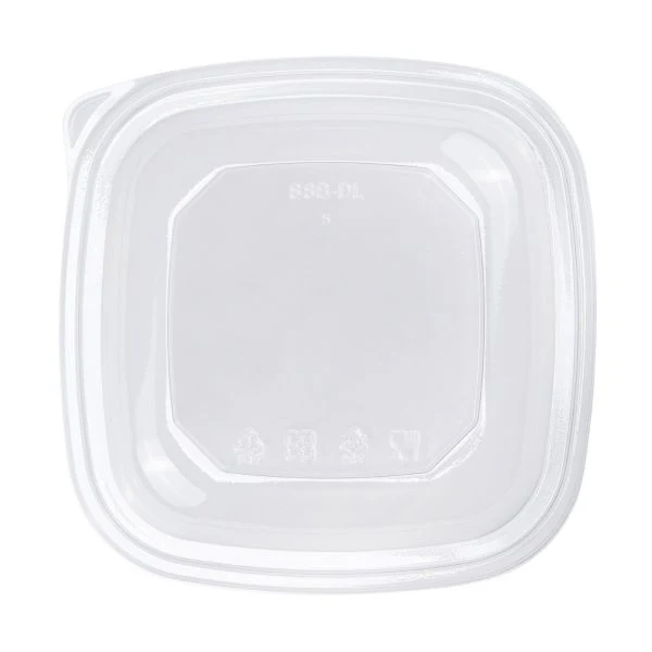 [300 ct] 24-48 oz Square Disposable Salad Bowl Lids | PET | Clear - Image 5