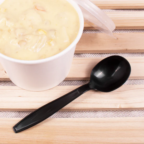 [1,000 ct] Plastic Extra Heavy Weight Soup Spoons, Black PP