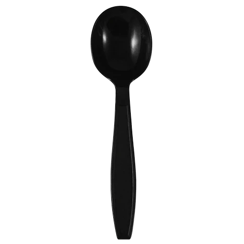 [1,000 ct] Plastic Extra Heavy Weight Soup Spoons, Black PP - Image 2