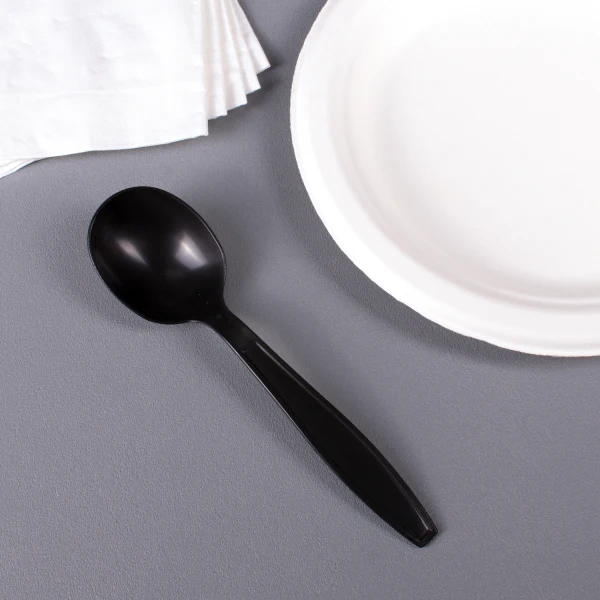 [1,000 ct] Plastic Extra Heavy Weight Soup Spoons, Black PP - Image 7