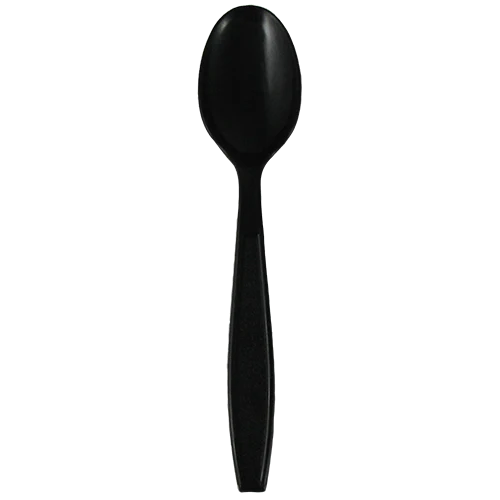 [1,000 ct] PP Plastic Extra Heavy Weight Tea Spoons, Black - Image 2