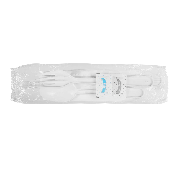 [250 sets] PP Plastic Heavy Weight Cutlery Kits with Salt and Pepper, White - Image 6
