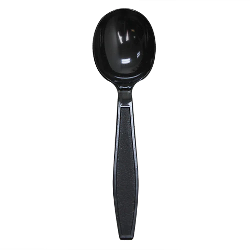 [1,000 ct] PS Plastic Extra Heavy Weight Soup Spoons, Black - Image 2