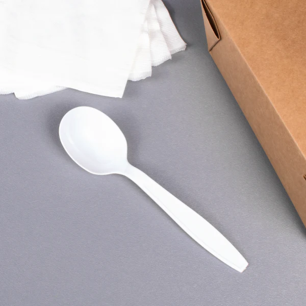 [1,000 ct] PS Plastic Extra Heavy Weight Soup Spoons, White - Image 6