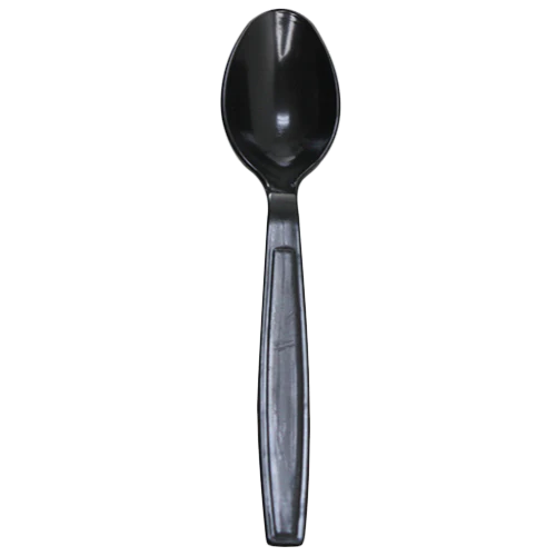 [1,000 ct] PS Plastic Extra Heavy Weight Tea Spoons, Black - Image 2