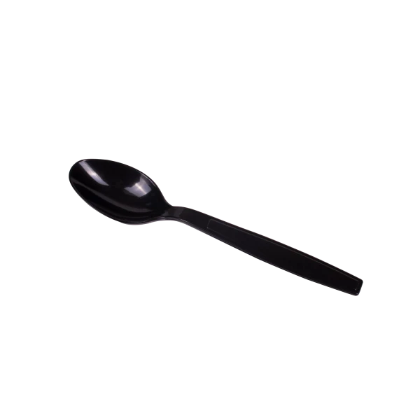 [1,000 ct] PS Plastic Extra Heavy Weight Tea Spoons, Black - Image 3