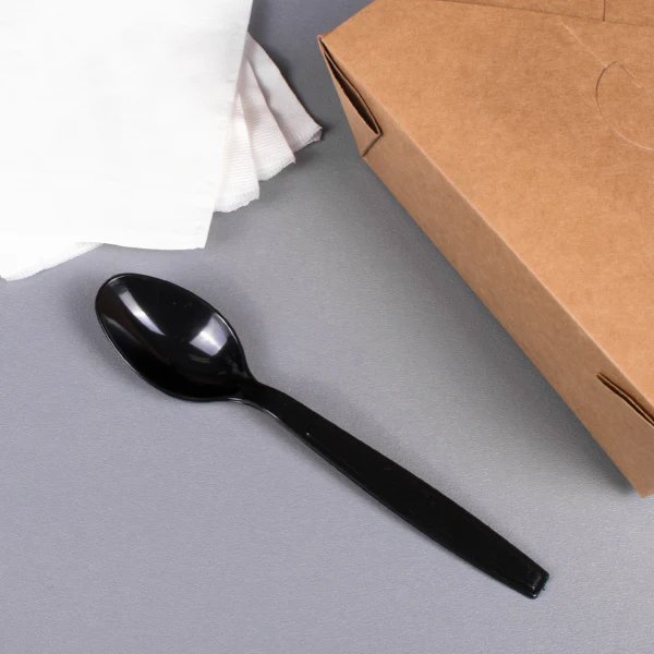 [1,000 ct] PS Plastic Extra Heavy Weight Tea Spoons, Black - Image 6