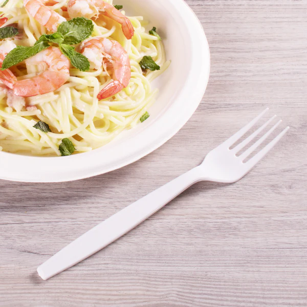 [1,000 ct] PS Plastic Heavy Weight Forks Wrapped, White