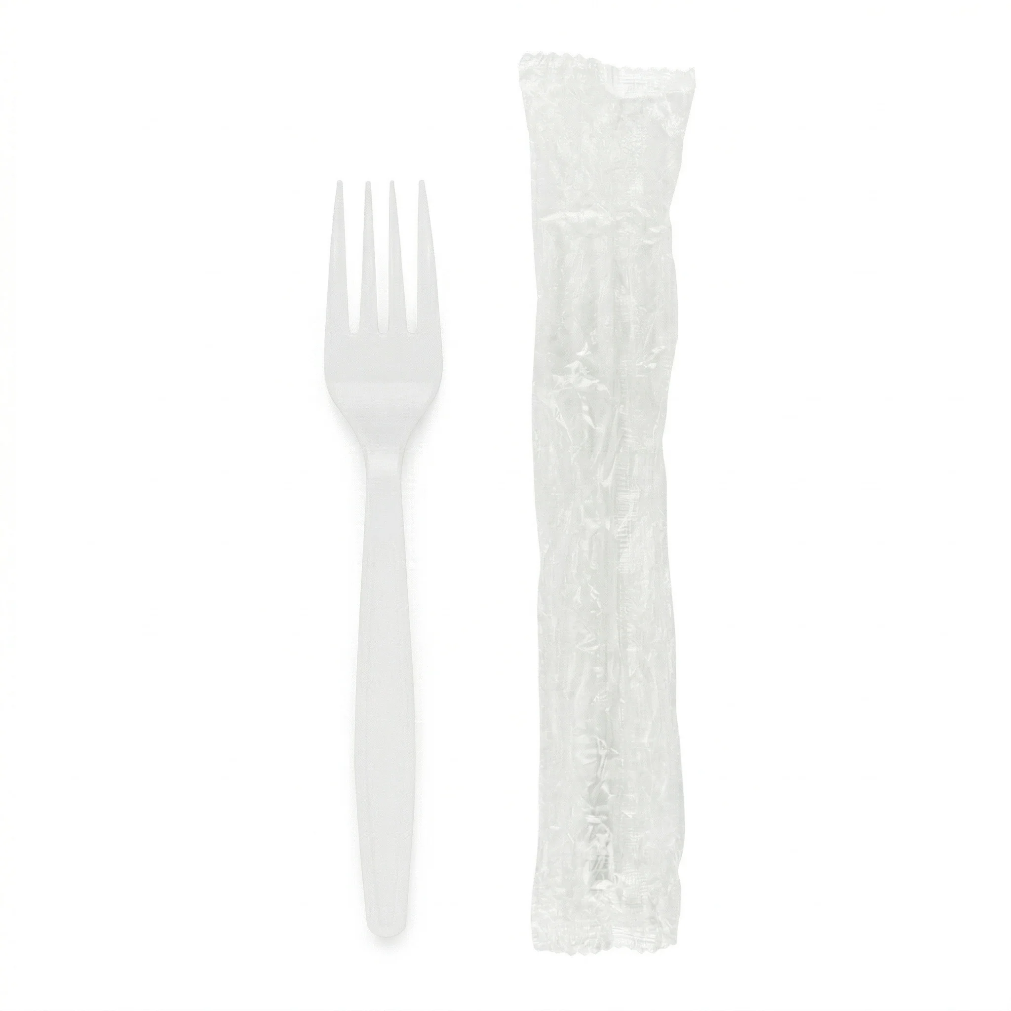 [1,000 ct] PS Plastic Heavy Weight Forks Wrapped, White - Image 2