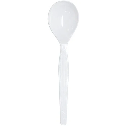 [1,000 ct] PS Plastic Medium-Heavy Weight Soup Spoons Bulk Box, White - Image 2