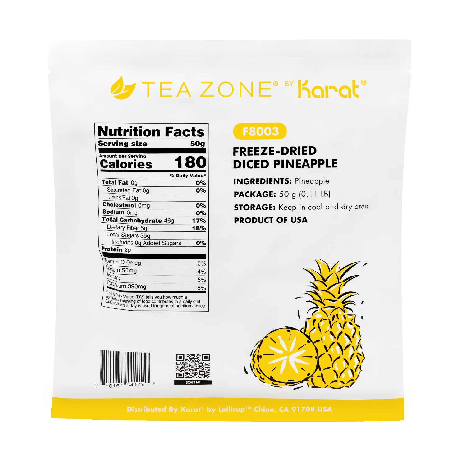 Tea Zone Freeze-Dried Pineapple, Diced - Bag - Image 6