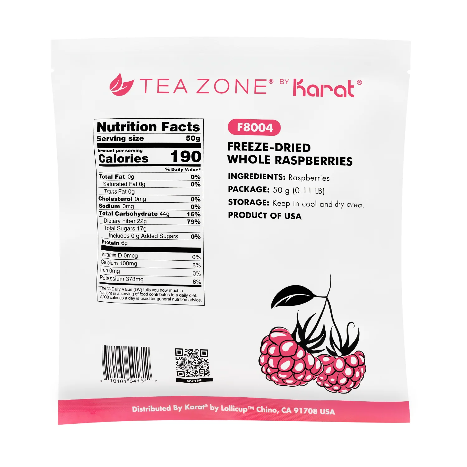 Tea Zone Freeze-Dried Raspberry, Whole - Bag - Image 6