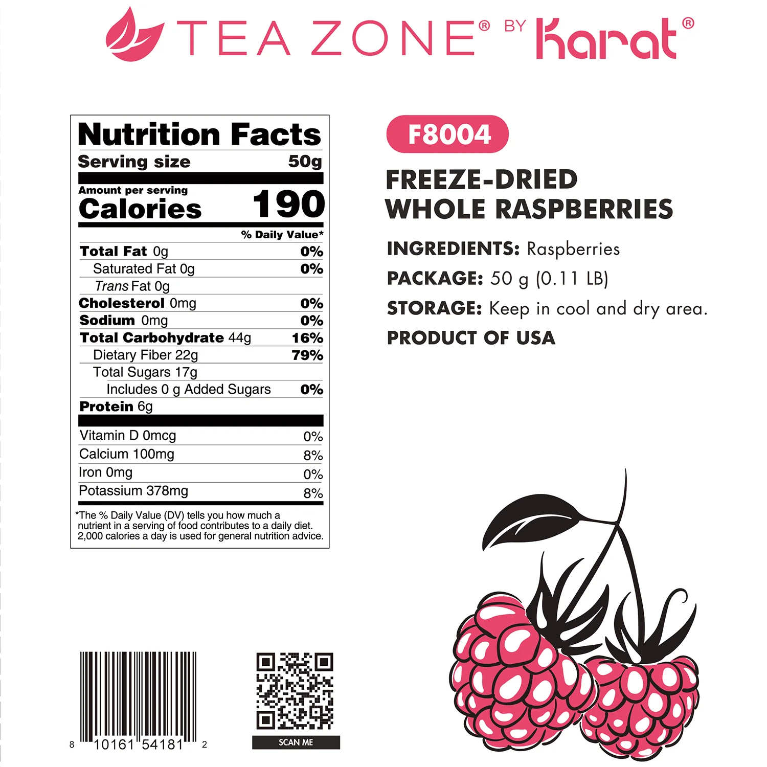 Tea Zone Freeze-Dried Raspberry, Whole - Case of 12 bags - Image 7