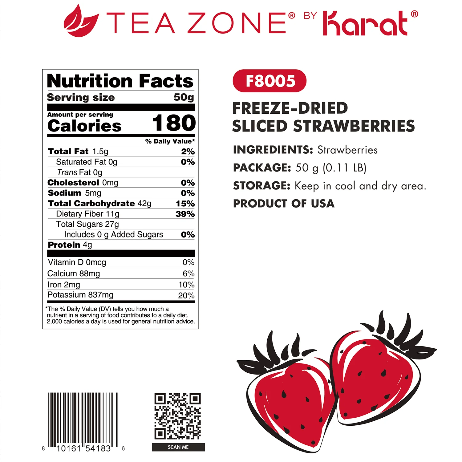 Tea Zone Freeze-Dried Strawberry, Sliced - Case of 12 bags - Image 7